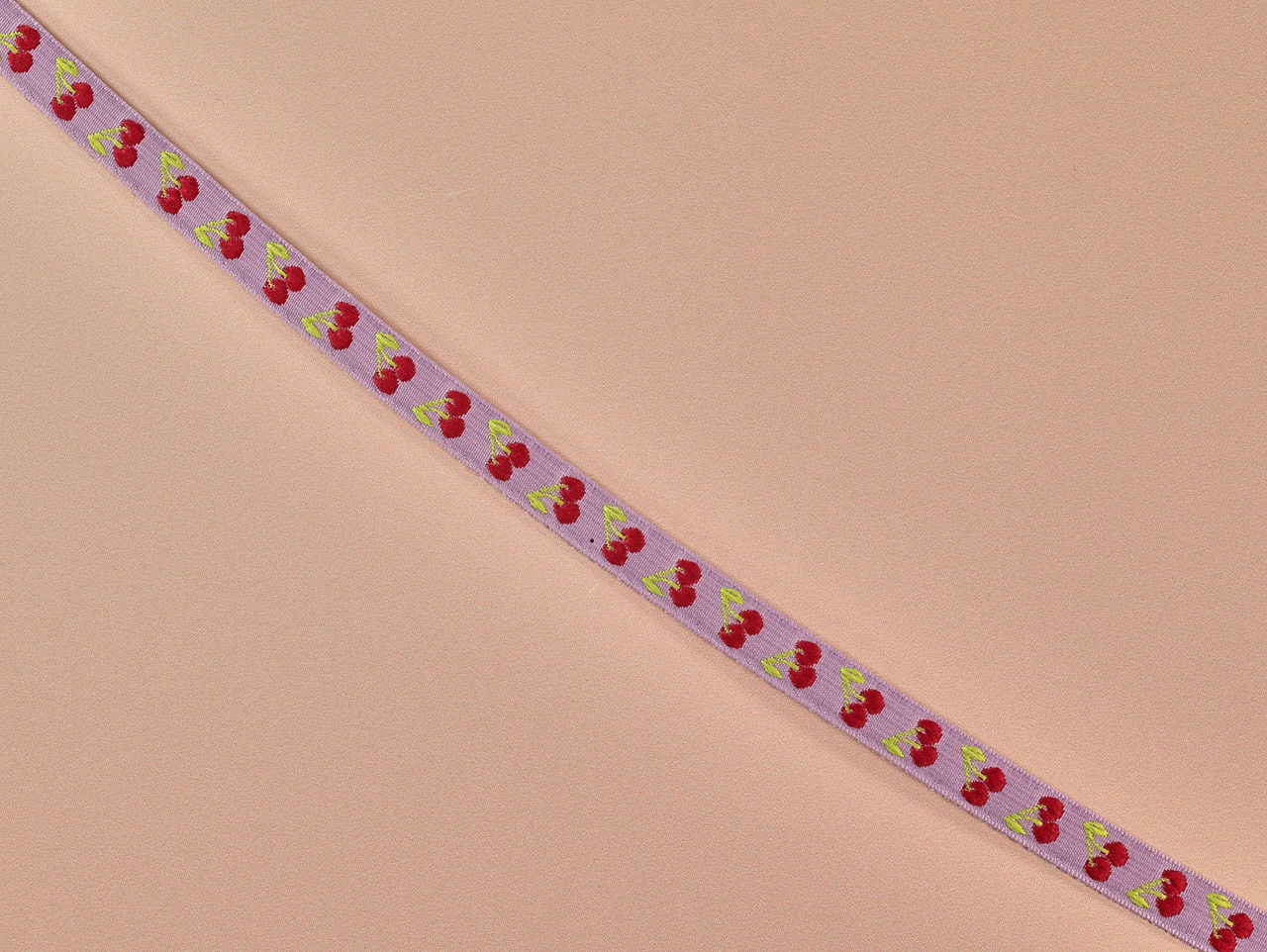 Jj Ribbons Haberdashery | Cherry Jacquard Ribbon - 12mm - Lilac | Fabric Godmother