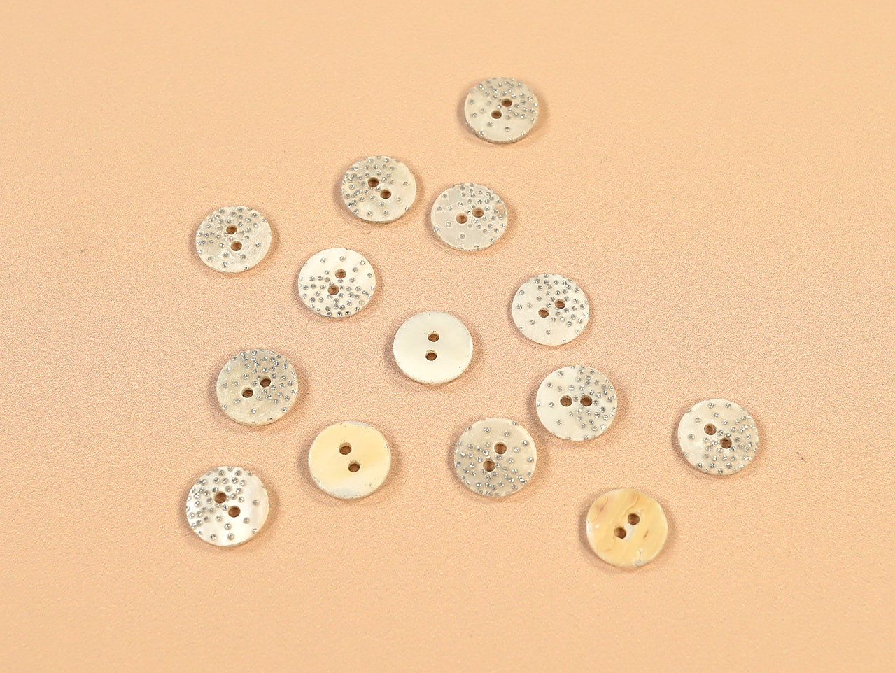 Haberdashery | Glitter Shell Button - 12mm - Ivory | Fabric Godmother