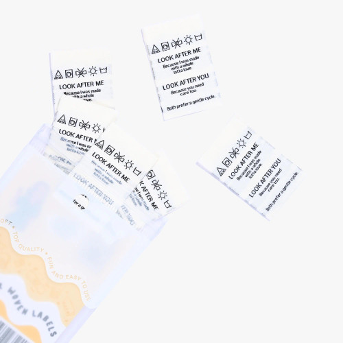 Kylie and the Machine | 'Look After Me' Woven Labels 6 Pack | Fabric Godmother