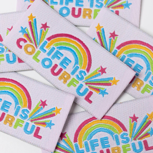 Little Rosy Cheeks | 'LIFE IS COLOURFUL' Woven Labels | Fabric Godmother Little Rosy Cheeks | 'LIFE IS COLOURFUL' Woven Labels | Fabric Godmother