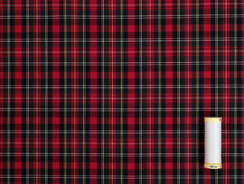 Dressmaking Fabric, Bryce Tartan Cotton - Red