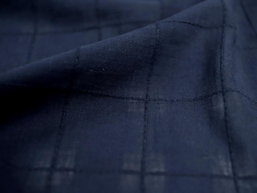 Dressmaking Fabric | Cora Windowpane Check Cotton Voile - Navy | Fabric Godmother 