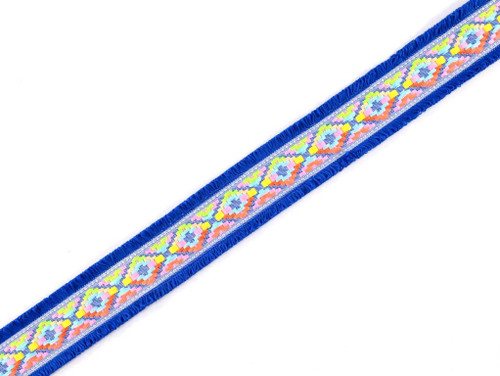 Haberdashery | Neon Geo Fringe Trim - Cobalt | Fabric Godmother 