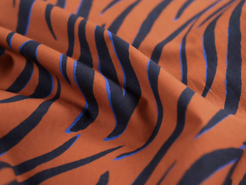 Dressmaking Fabric | Like A Zebra Cotton Poplin - Nutmeg & Cobalt | Fabric Godmother  Dressmaking Fabric | Like A Zebra Cotton Poplin - Nutmeg & Cobalt | Fabric Godmother