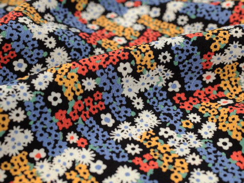 Dressmaking Fabric | Elsie Floral Viscose Crepe - Black | Fabric Godmother 