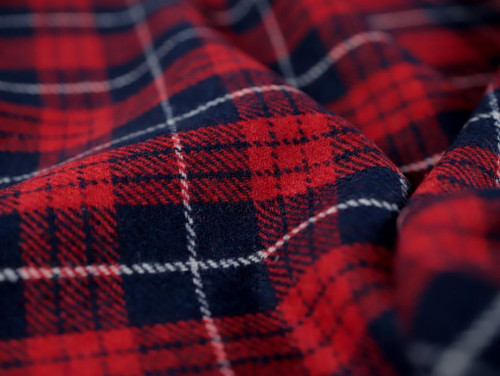 Dressmaking Fabric  Lowland Tartan Wool Mix Coating - Red