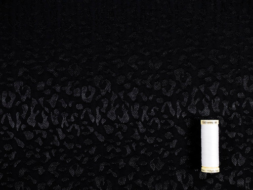 Dressmaking Fabric, Ezra Leopard Jacquard Suiting - Black & Bronze