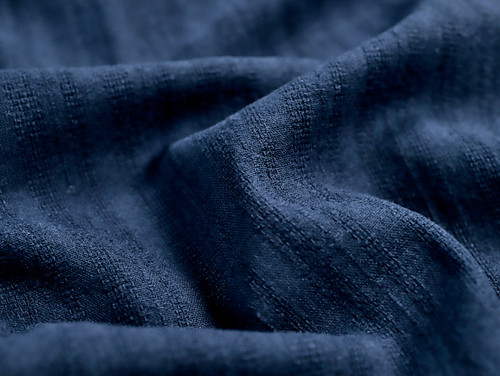 Dressmaking Fabric | Ismay Stripe Embroidered Cotton - Navy  | Fabric Godmother 