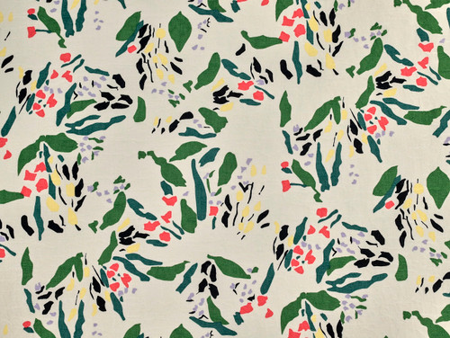 Dressmaking Fabric | Rosette Leaves Linen & Cotton Jacquard - Ivory | Fabric Godmother