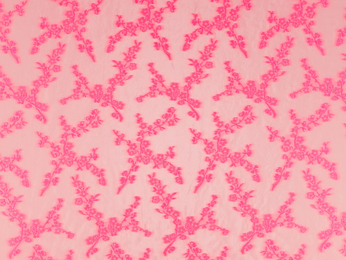 Dressmaking Fabric | Verity Neon Embroidered Silk - Pink | Fabric Godmother  Dressmaking Fabric | Verity Neon Embroidered Silk - Pink | Fabric Godmother