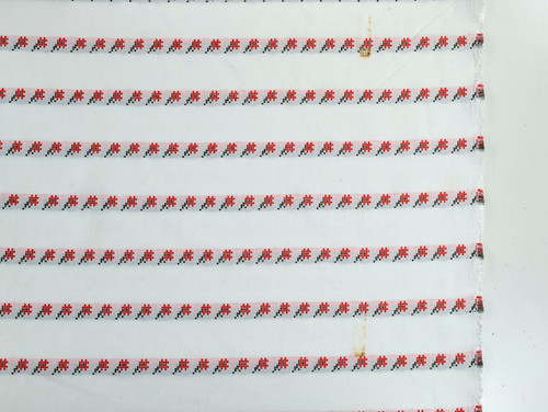 Dressmaking Fabric | Roscoe Floral Embroidered Cotton - Red SECOND | Fabric Godmother