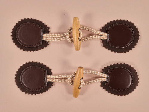 Haberdashery | Wooden Toggle Closure - Brown Leather | Fabric Godmother