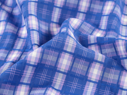 Dressmaking Fabric | Ariana Check Textured Cotton Mix - Blue | Fabric Godmother Dressmaking Fabric | Ariana Check Textured Cotton Mix - Blue | Fabric Godmother