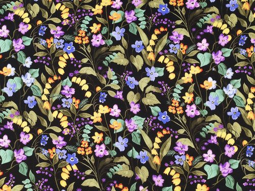 Dressmaking Fabric  | Kyra Floral Viscose Sateen - Black | Fabric Godmother  Dressmaking Fabric  | Kyra Floral Viscose Sateen - Black | Fabric Godmother