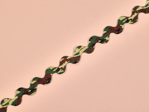 Dressmaking Trim | Ric Rac Braid - 15mm - Green Camo | Fabric Godmother