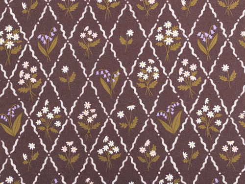 Dressmaking Fabric | Dorothy Floral Patchwork Denim - Espresso | Fabric Godmother 