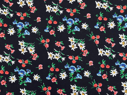 Dressmaking Fabric | Adeline Floral Denim - Black | Fabric Godmother  Dressmaking Fabric | Adeline Floral Denim - Black | Fabric Godmother
