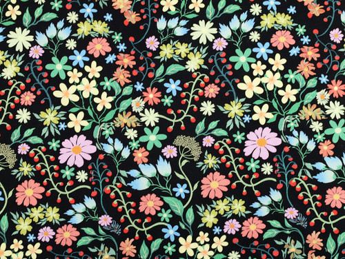 Dressmaking Fabric | Garden Vine Denim - Black | Fabric Godmother