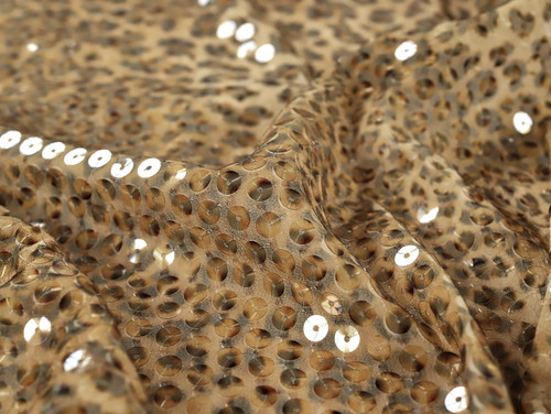 Dressmaking Fabric | Veronica Animal Print Sequin Silk - Gold | Fabric Godmother  Dressmaking Fabric | Veronica Animal Print Sequin Silk - Gold | Fabric Godmother