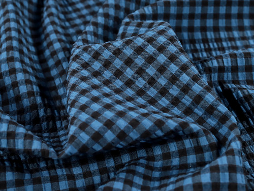 Dressmaking Fabric | Rowan Gingham Seersucker -  Indigo & Black | Fabric Godmother  Dressmaking Fabric | Rowan Gingham Seersucker -  Indigo & Black | Fabric Godmother