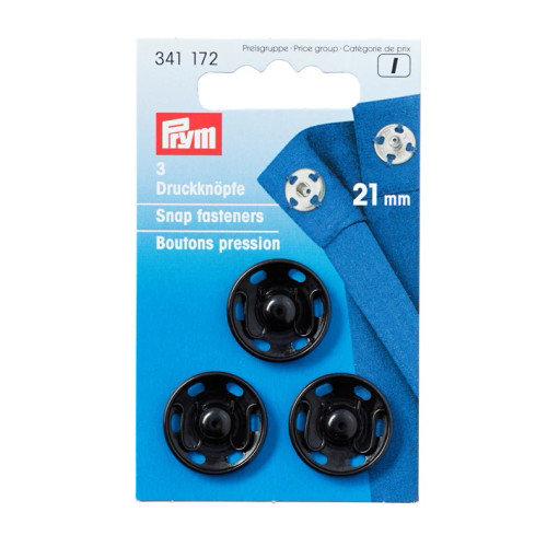 Haberdashery | Prym Sew-On Snap Fasteners 21mm - Black | Fabric Godmother Haberdashery | Prym Sew-On Snap Fasteners 21mm - Black | Fabric Godmother