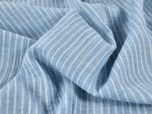 Dressmaking Fabric | Henry Stripe Double Gauze Cotton - Blue | Fabric Godmother Dressmaking Fabric | Henry Stripe Double Gauze Cotton - Blue | Fabric Godmother