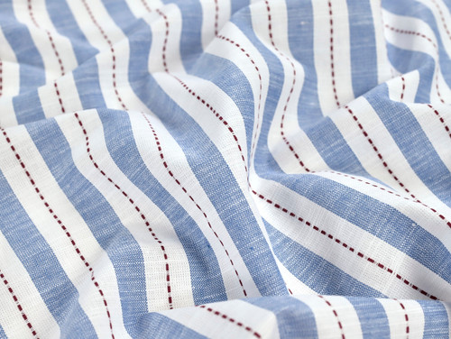 Dressmaking Fabric | Clyde Embroidered Yarn Dyed Cotton Stripe  - Blue | Fabric Godmother  Dressmaking Fabric | Clyde Embroidered Yarn Dyed Cotton Stripe  - Blue | Fabric Godmother