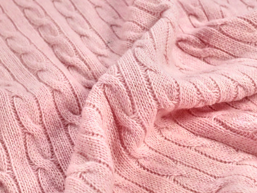 Dressmaking Fabric |   Eva Rescued Wool Cable Knit - Pink | Fabric Godmother 