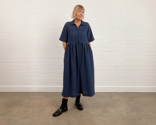 Sewing Kits | The Aspen Dress Kit - Rowan Gingham Indigo & Black | Fabric Godmother