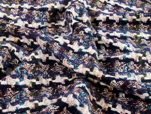 Dressmaking Fabric |Layla Wool Mix Coating - Black & Blue | Fabric Godmother 