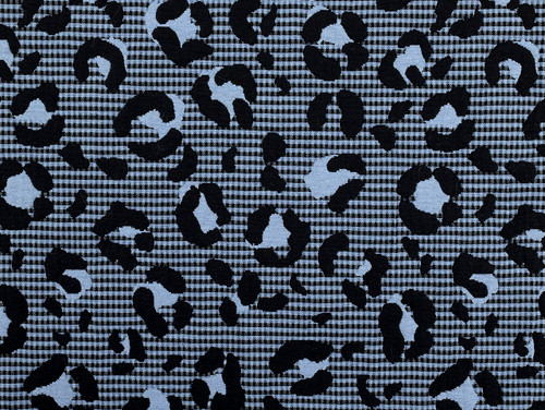 Dressmaking Fabric | Gingham Leopard Cotton Mix Jacquard - Blue | Fabric Godmother  Dressmaking Fabric | Gingham Leopard Cotton Mix Jacquard - Blue | Fabric Godmother