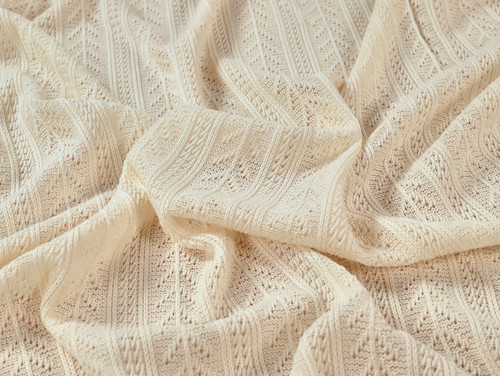 Dressmaking Fabric | Love Lace Crochet Stripe -  Ecru | Fabric Godmother Dressmaking Fabric | Love Lace Crochet Stripe -  Ecru | Fabric Godmother