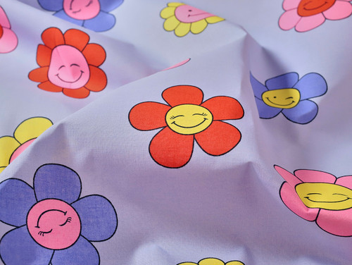 Dressmaking Fabric | Caius Flower Heavy Cotton Poplin - Lilac | Fabric Godmother 