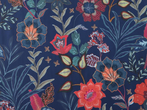 Dressmaking Fabric | Anika Floral Quick Dry Active Fabric - Navy | Fabric Godmother 