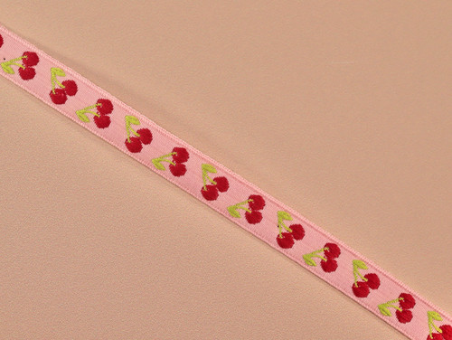 Haberdashery | Cherry Jacquard Ribbon - 12mm - Pink | Fabric Godmother Haberdashery | Cherry Jacquard Ribbon - 12mm - Pink | Fabric Godmother