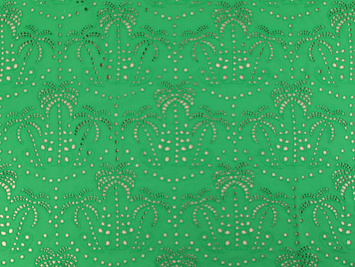 Dressmaking Fabric | Palm Tree Cotton Broderie Anglaise - Emerald | Fabric Godmother  Dressmaking Fabric | Palm Tree Cotton Broderie Anglaise - Emerald | Fabric Godmother
