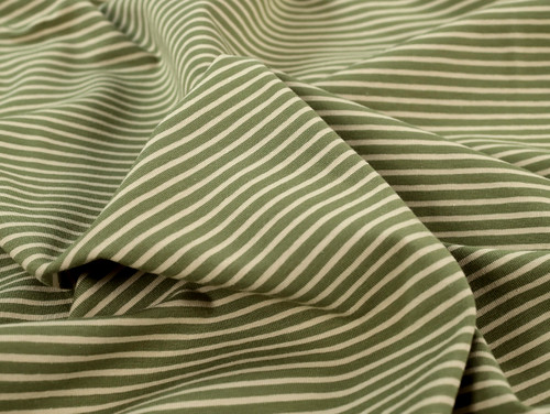 Dressmaking Fabric | Raphael Stripe Cotton Jersey - Khaki & Ecru | Fabric Godmother