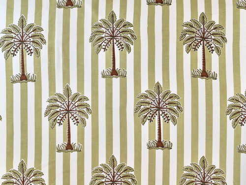 Dressmaking Fabric | Palmyra Stripe Hand Block Print -  Green | Fabric Godmother  Dressmaking Fabric | Palmyra Stripe Hand Block Print -  Green | Fabric Godmother