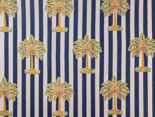 Dressmaking Fabric | Palmyra Stripe Hand Block Print -  Navy | Fabric Godmother  Dressmaking Fabric | Palmyra Stripe Hand Block Print -  Navy | Fabric Godmother