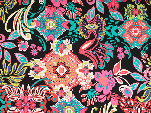 Dressmaking Fabric | Saoirse Floral Cotton Lawn - Black | Fabric Godmother 