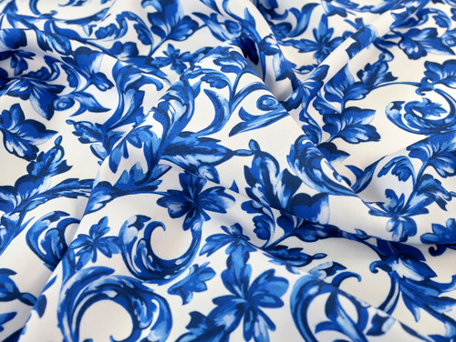 Dressmaking Fabric | Chiara Viscose Lawn - Blue & White | Fabric Godmother