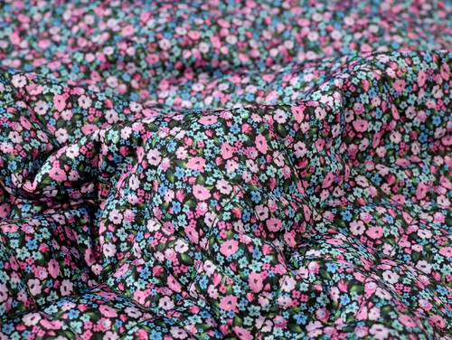 Dressmaking Fabric | Magnolia Floral Quilted Puffer - Pink | Fabric Godmother 