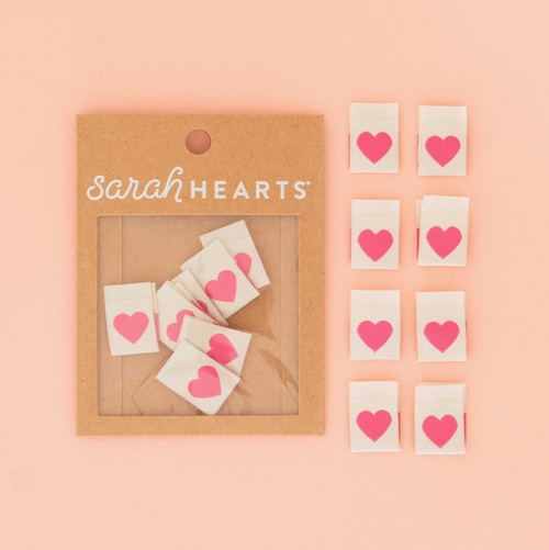Haby | 'Pink Hearts' Woven Labels - Pink | Fabric Godmother