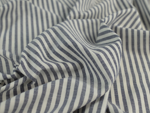 Dressmaking Fabric | Adriel Yarn Dyed Cotton Stripe  - Navy & White | Fabric Godmother  Dressmaking Fabric | Adriel Yarn Dyed Cotton Stripe  - Navy & White | Fabric Godmother