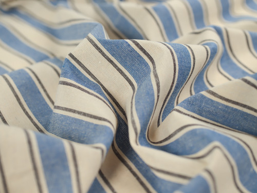 Dressmaking Fabric | Sullivan Stripe Handloom Cotton - Natural & Red | Fabric Godmother 