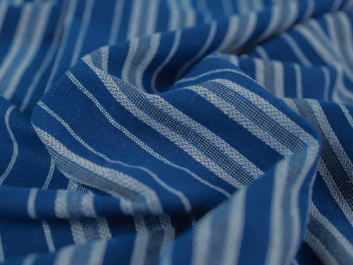Dressmaking Fabric | Mathias Kantha Stripe Handloom Cotton - Blue | Fabric Godmother Dressmaking Fabric | Mathias Kantha Stripe Handloom Cotton - Blue | Fabric Godmother