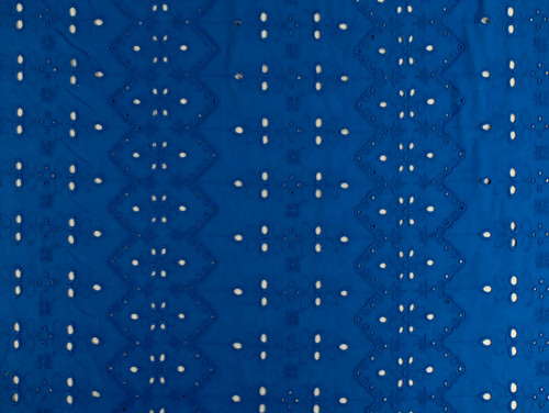 Dressmaking Fabric | Zinnia Floral Broderie Anglaise - Cobalt | Fabric Godmother