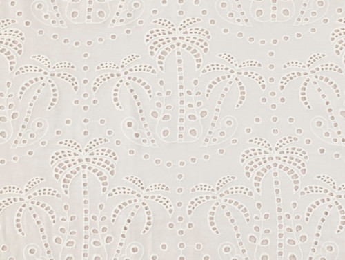 Dressmaking Fabric | Palm Tree Cotton Broderie Anglaise - White | Fabric Godmother 