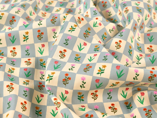 Dressmaking Fabric | Garden Square Cotton Sateen - Powder Blue | Fabric Godmother