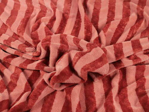 Dressmaking Fabric | Roman Stripe Cotton & Bamboo Towelling - Rust | Fabric Godmother 